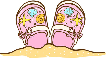 Summer nurse Thing Pink Clog Shoes in Sand Hand Drawn