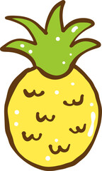 Cute Cartoon Pineapple Decoration Hand Drawn