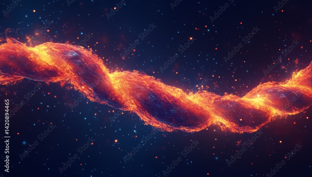 Poster abstract swirling flames against a dark backdrop. a dynamic, digital representation of fire, resembl