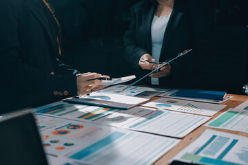 Business analyze,Close up Business people meeting to discuss the situation on the market. Business...
