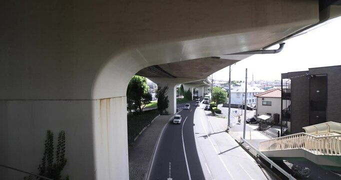 A traffic jam at the downtown street in Takashimadaira Tokyo wide shot