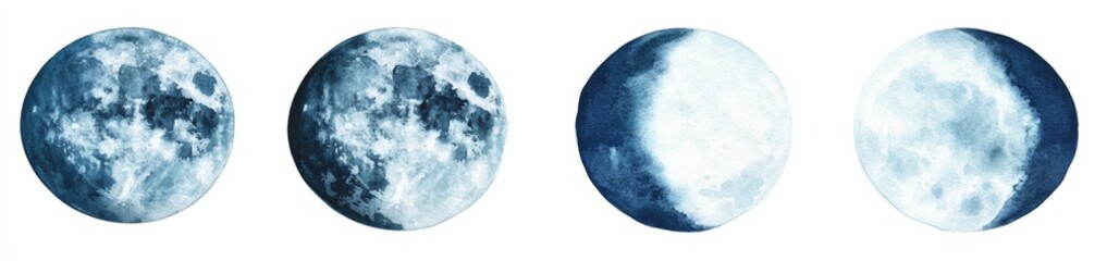 Naklejka premium Watercolor Moon Phases (2)