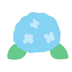 手描き風アジサイのイラスト：青い花と緑の葉のベクターデザイン - Hand-drawn Hydrangea Illustration: Blue Flower and Green Leaves Vector Design