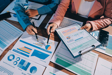 Business analyze,Close up Business people meeting to discuss the situation on the market. Business...