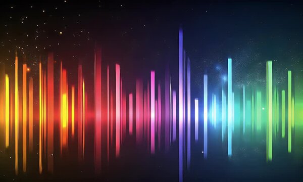  Colorful spectrum audio-visual with sound waves, a background illustration design