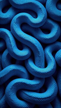 Intricate blue coiled snake pattern, seamless repeat , fabric, smooth, coiled