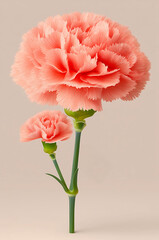 a pastel pink carnation on a beige background
