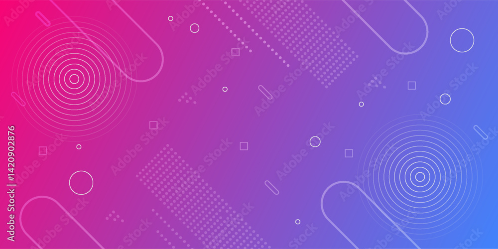 Poster modern abstract background with memphis elements in blue and purple gradients and retro themed for p