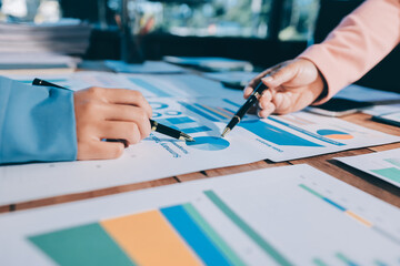 Business analyze,Close up Business people meeting to discuss the situation on the market. Business...