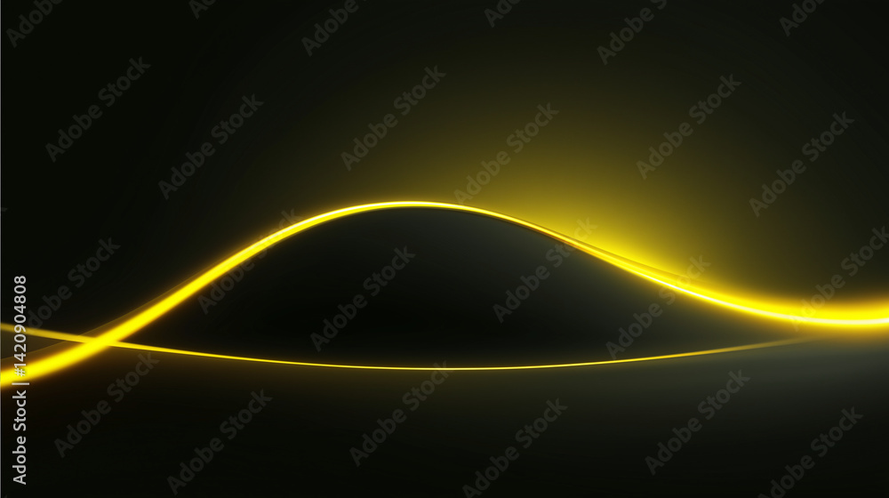 Poster Golden Stream of Light Dancing Across a Dark Canvas with subtle glow and smooth curves.
