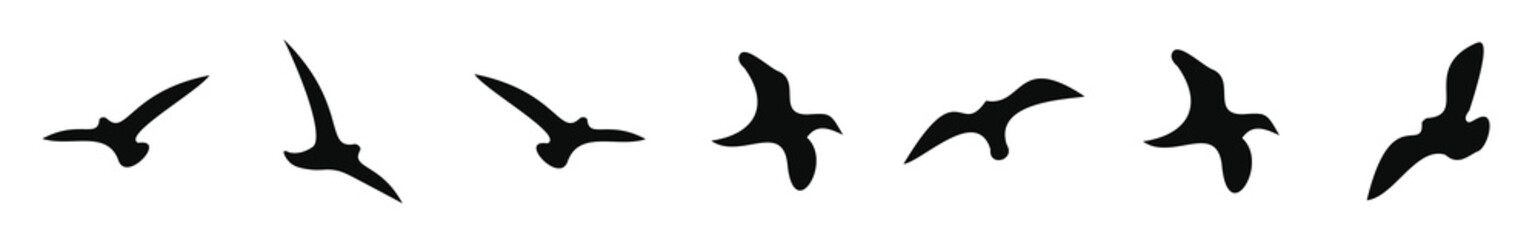 Flying Bird Silhouette Icons Set