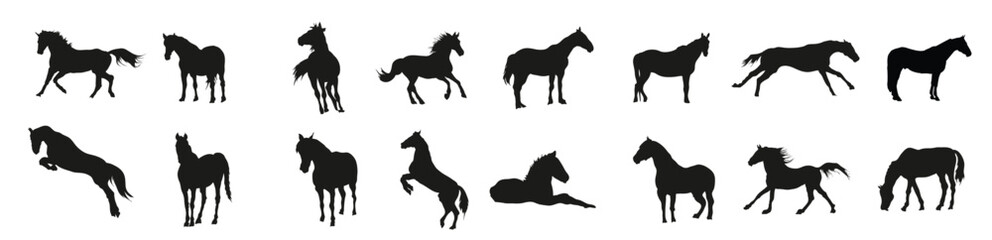 Collection of horse silhouettes for artwork compositions