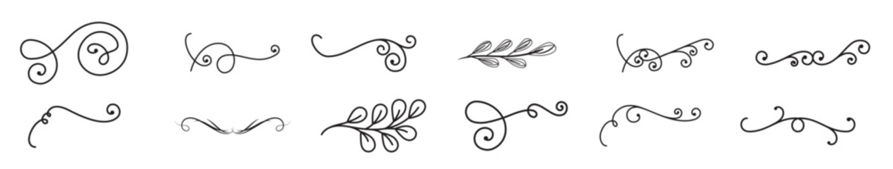 Dividers ornaments line style set of icons