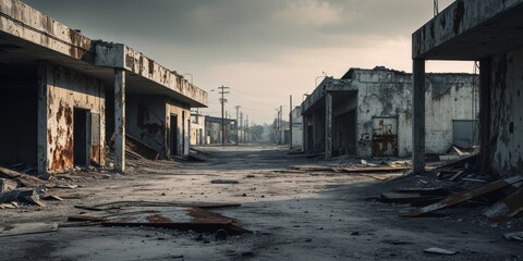 Grungy weathered urban landscape with a worn and textured aesthetic