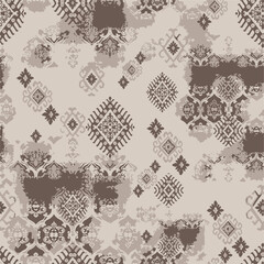 Obraz premium Seamless floral pattern, classic flower ornament, abstract ditsy print in vintage motif. Elegant botanical design of beautiful large wild flowers, leaves, small branches, herbs. Vector illustration.