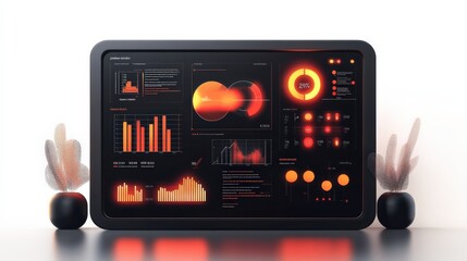 Futuristic Dashboard with Data Visualizations and Analytics Graphics