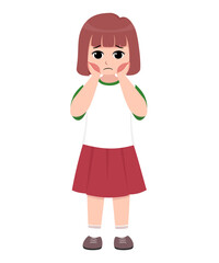 Illustration of a girl with a toothache holding her cheek
