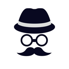 父の日のベクターイラスト：帽子、メガネ、ヒゲのアイコン - Father's Day Vector Illustration: Hat, Glasses, and Mustache Icon