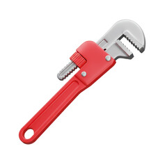 Adjustable Red Wrench Tool for Plumbing and Mechanical Repairs on Transparent Background