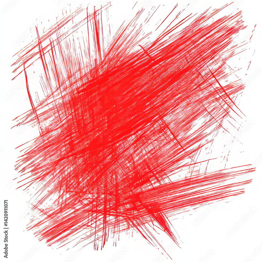 Poster abstract red scribble texture on white background