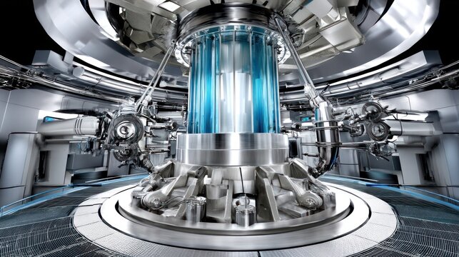 Futuristic machine with glass core