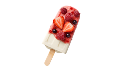 Creamy White Popsicle with Fresh Berries A Refreshing Summer Treat