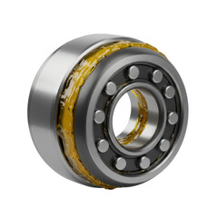 Obraz premium Close-Up of a Precision Mechanical Bearing with Lubricant on Transparent Background