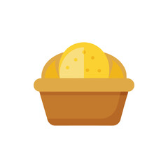 Artisan Bread Basket with Butter on Transparent Background  