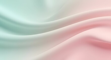 Obraz premium Soft Pastel Pink and Mint Green Fabric Texture Elegant Draped Silk Background