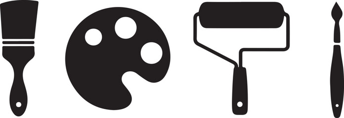 Paint icons set. Paint brush vector icon. Paint roller icon 