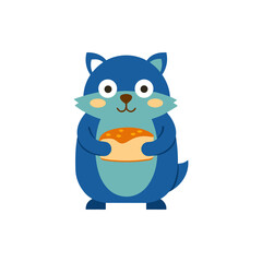 Cartoon Animal Holding a Sandwich on Transparent Background  