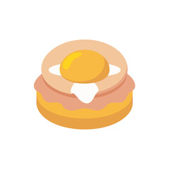 Eggs Benedict on English Muffin on Transparent Background  