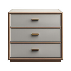 Modern leather bedside table with drawers isolated on white background.