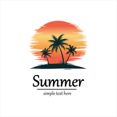 Obraz premium Palm trees sunset