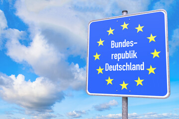 Verkehrszeichen - Bundesrepublik Deutschland - Zollschild - Grenze - Grenzübergang