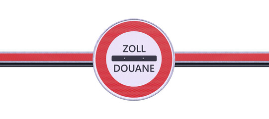Grenzübergang - Zoll - Schranke - Zollschild - Freisteller