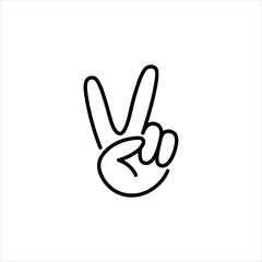 Playful Hand Peace Sign Illustration – Simple Vector Art