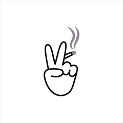 Playful Hand Peace Sign Illustration – Simple Vector Art