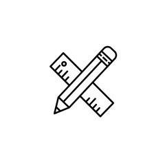 Pencil and Ruler Crossed Line Art Icon  