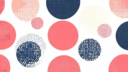 Dotted circles abstract seamless pattern, delicate pastel tones and modern design