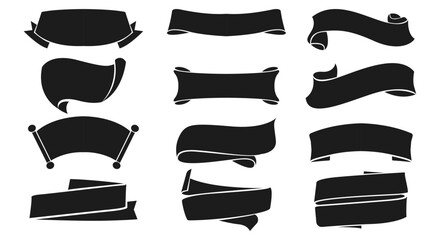 Black ribbon banners set. Vector illustration for advertising luxury style. vector