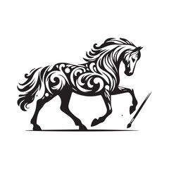 create simple black Horse Silhouette Vector  with white background 