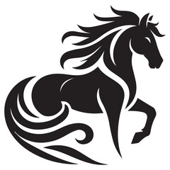 create simple black Horse Silhouette Vector  with white background 