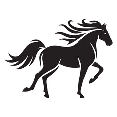 create simple black Horse Silhouette Vector  with white background 