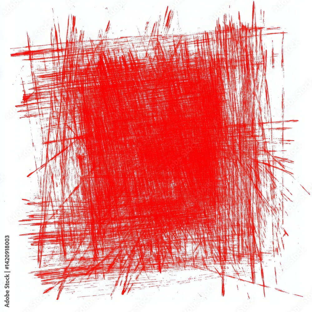 Poster red abstract scribble texture on white background