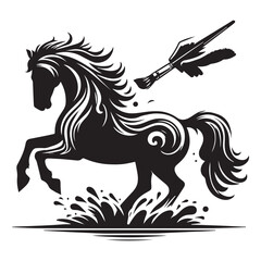 create simple black Horse Silhouette Vector  with white background 