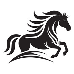 create simple black Horse Silhouette Vector  with white background 