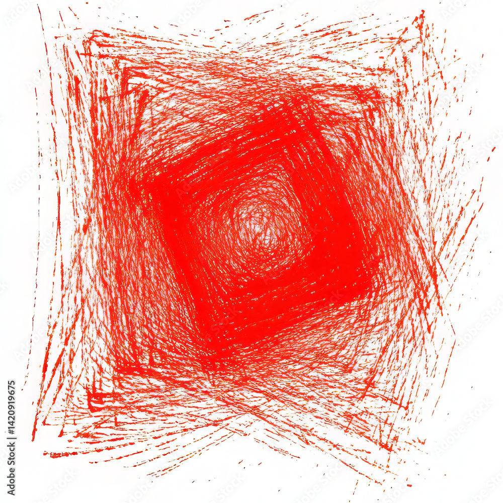 Poster abstract red geometric pattern with concentric squares