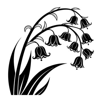 black lily of the valley silhouette clip art preview