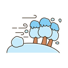 Colorful disaster icons in cartoon style, illustrating various natural disasters such environment-related designs